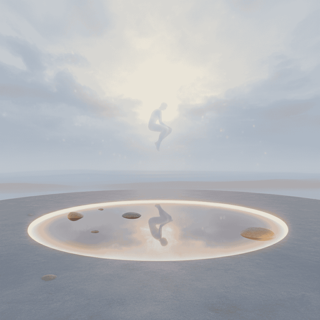 Ethereal silhouette surrounded by radiant light, representing inner-peace, self-recognition and spiritual awakening